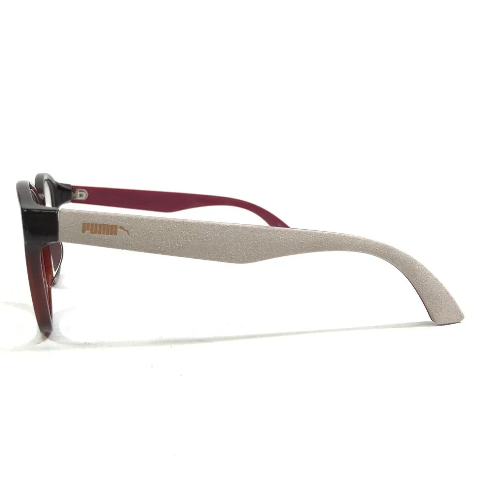 Puma Eyeglasses Frames PU00400A 012 Beige Red Round Suede Leather 53-20-140